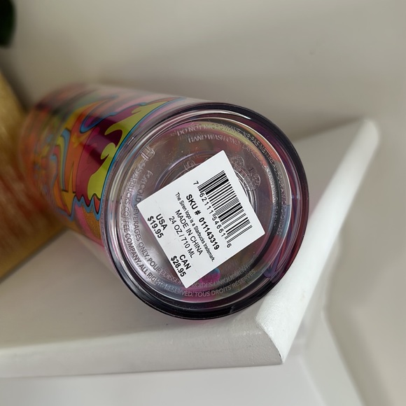 Starbucks 2023 Orange Glittered Tim Singleton Cold Cup Tumbler - Picture 2 of 3